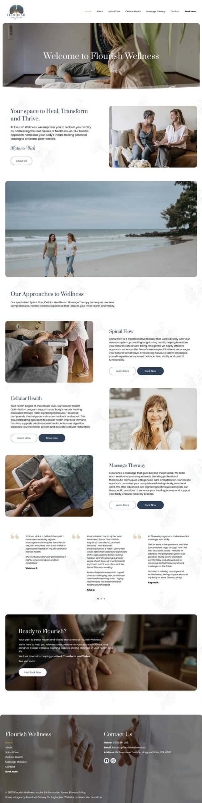 Flourish Wellness website design.